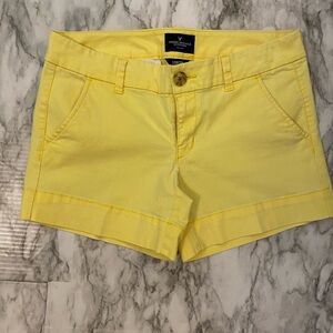 Yellow low rise stretch shorts